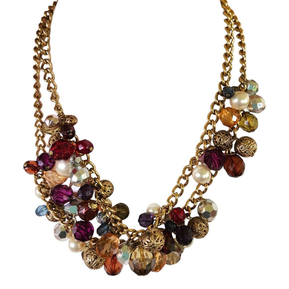 Vintage Avon Jewel Tone Baubles & Beads 2-Strand 15" Necklace w/Extender